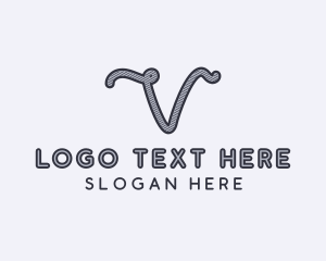Couture - String Thread Tailoring Letter V logo design