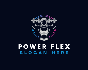 Woman Fitness Barbell logo design