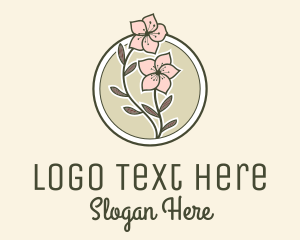 Blooming - Sakura Flower Badge logo design