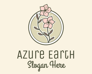 Sakura Flower Badge logo design