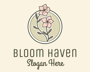 Sakura Flower Badge logo design