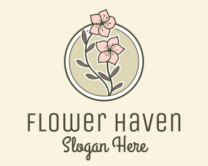 Sakura Flower Badge logo design