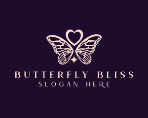 Butterfly - Heart Butterfly WIngs logo design