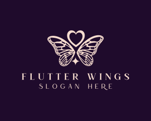 Butterfly - Heart Butterfly WIngs logo design