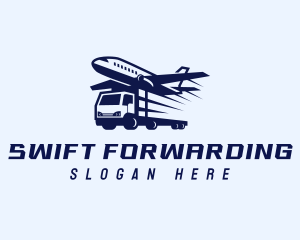 Logistics Airplane Truck logo design