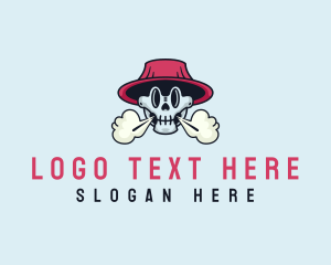 Creepy - Skull Hat Smoke logo design