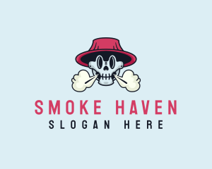 Skull Hat Smoke logo design