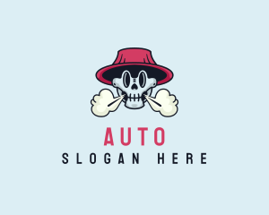 Nicotine - Skull Hat Smoke logo design