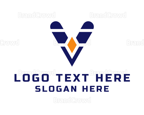 Ambar Gem Letter V Logo