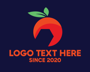 Red Orange - Wrench Fruit Leaves logo design