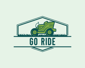 Ride-On Lawn Mower Grass logo design