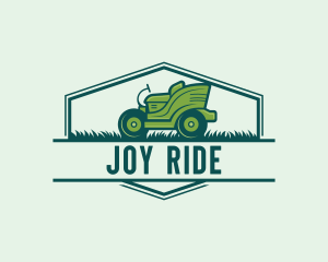 Ride-On Lawn Mower Grass logo design