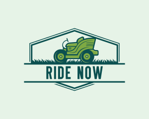 Ride-On Lawn Mower Grass logo design