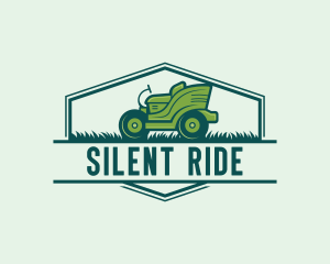 Ride-On Lawn Mower Grass logo design