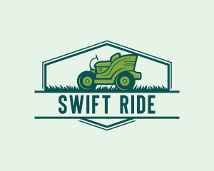 Ride-On Lawn Mower Grass logo design