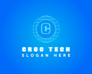 Globe Tech Glitch logo design