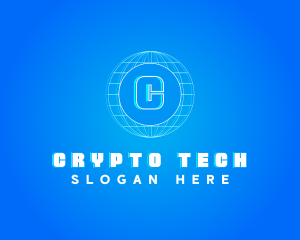 Globe Tech Glitch logo design