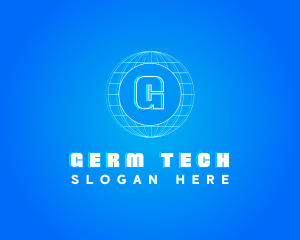 Globe Tech Glitch logo design