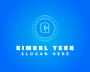 Globe Tech Glitch logo design