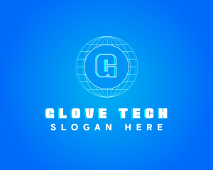 Globe Tech Glitch logo design