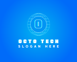 Globe Tech Glitch logo design