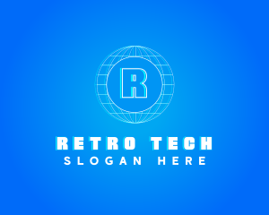 Globe Tech Glitch logo design