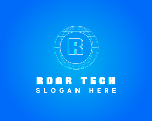 Globe Tech Glitch logo design