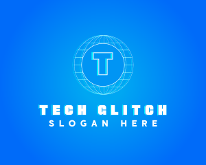 Globe Tech Glitch logo design