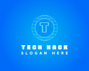 Globe Tech Glitch logo design