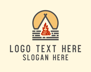 Glamping - Camp Fire Tent logo design