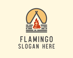 Camping Grounds - Camp Fire Tent logo design