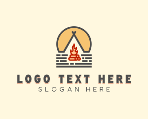 Minimalist - Camp Fire Tent logo design