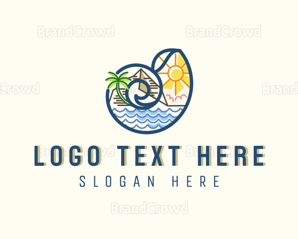 Beach Travel Resort Seashell Logo