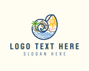 Sun - Beach Travel Resort Seashell logo design