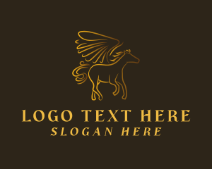 Pegasus - Gold Pegasus Fantasy logo design