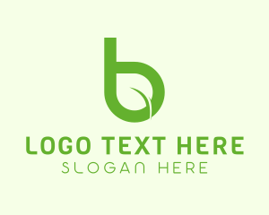 Green Eco Leaf Letter B logo design
