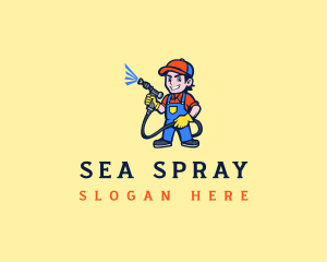 Spray Cleaning Man logo design