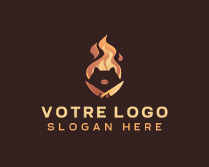 Meal - Flame BBQ Pig logo design