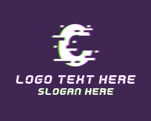 Anaglyph - Animation Glitch Letter C logo design
