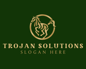 Trojan - Wild Stallion Horse logo design