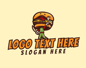 Utensils - Burger Cook Hero logo design