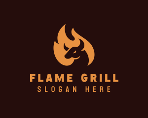 Grilling - Flaming Barbecue Grill logo design