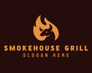 Barbecue - Flaming Barbecue Grill logo design