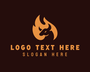 Bull - Flaming Barbecue Grill logo design