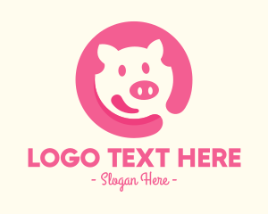 Negative Space - Pink Pig Pork logo design