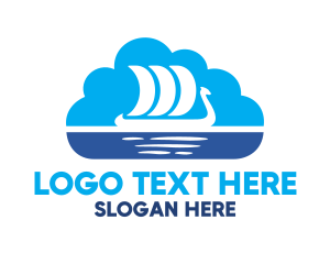 Boating - Viking Ship Cloud logo design