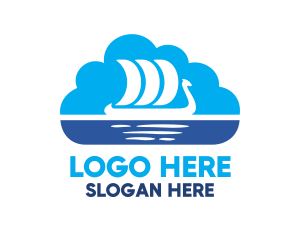 Viking Ship Cloud logo design
