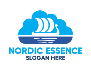 Nordic - Viking Ship Cloud logo design