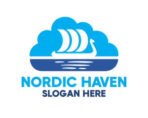 Nordic - Viking Ship Cloud logo design