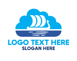 Boat - Viking Ship Cloud logo design